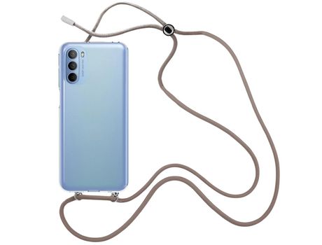 Funda cristal con Cordón marrón para Motorola Moto G31