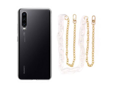 Funda cristal con Cordón Cadena blanco para Huawei P30
