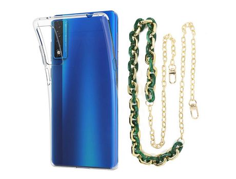 Funda cristal con Cordón Cadena verde para TCL 20 5G