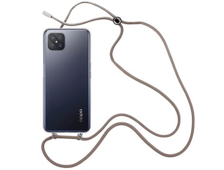 Funda cristal con Cordón marrón para Oppo Reno 4Z