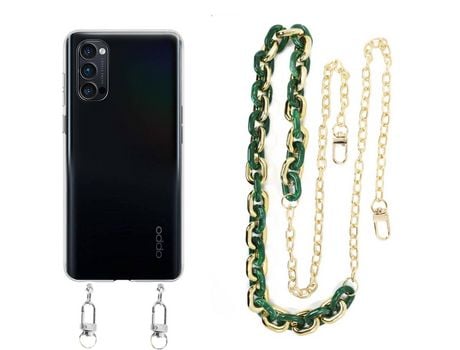Funda cristal con Cordón Cadena verde para Oppo Reno 4 Pro