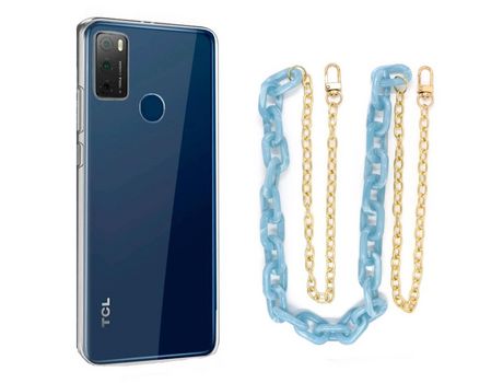 Funda cristal con Cordón Cadena azul para TCL 20E