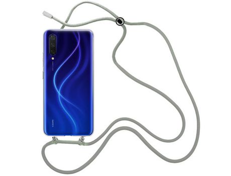 Funda cristal con Cordón Gris para Xiaomi Mi 9 Lite