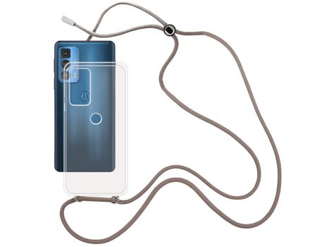 Funda cristal con Cordón Marrón para Motorola Edge 20 Pro