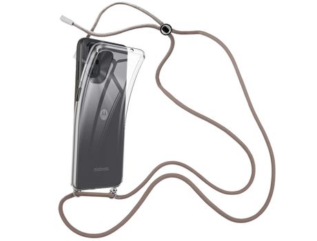 Funda cristal con Cordón marrón para Motorola Moto G22