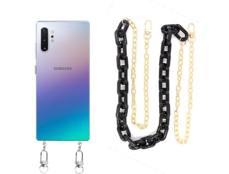 Funda cristal con Cordón Cadena Negro para Samsung Galaxy Note 10 Plus