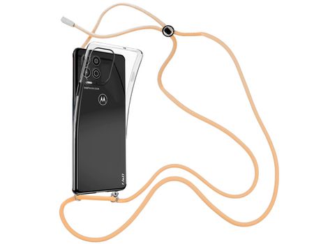Funda cristal con Cordón Naranja para Motorola Moto G100