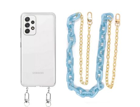 Funda cristal con Cordón Cadena azul para Samsung Galaxy A52 4G