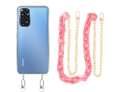 Funda cristal con Cordón Cadena rosa para Xiaomi Poco M4 Pro