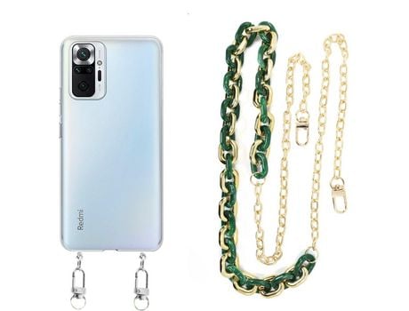 Funda cristal con Cordón Cadena verde para Xiaomi Redmi Note 10 Pro