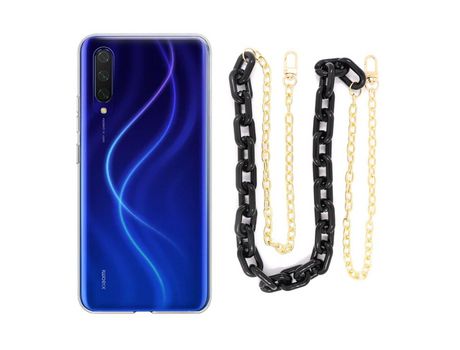 Funda cristal con Cordón Cadena Negro para Xiaomi Mi 9
