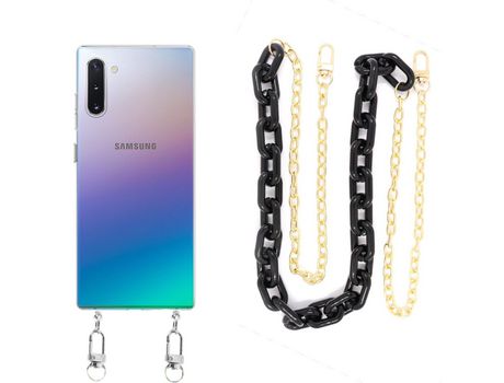 Funda cristal con Cordón Cadena Negro para Samsung Galaxy Note 10
