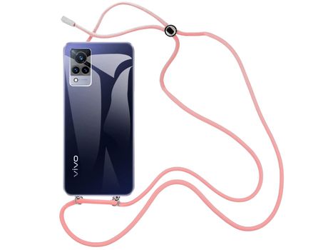 Funda cristal con Cordón rosa para Vivo V21