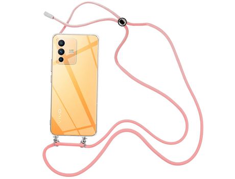 Funda cristal con Cordón rosa para Vivo V23 5G