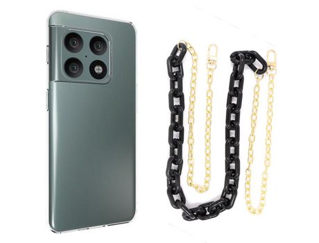 Funda cristal con Cordón Cadena Negro para Oneplus 10 Pro