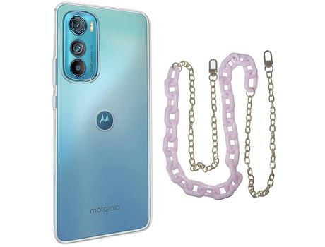 Funda cristal con Cordón Cadena Morado para Motorola Edge 30