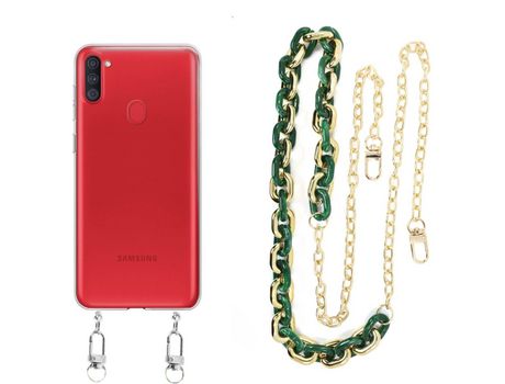 Funda cristal con Cordón Cadena verde para Samsung Galaxy M11
