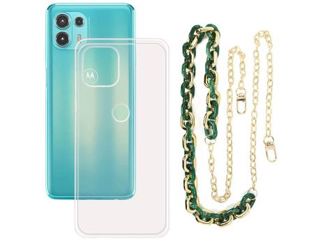 Funda cristal con Cordón Cadena verde para Motorola Edge 20 Lite