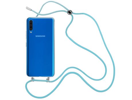 Funda cristal con Cordón azul para Samsung Galaxy A30s