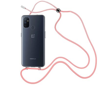 Funda cristal con Cordón rosa para Oneplus Nord N100