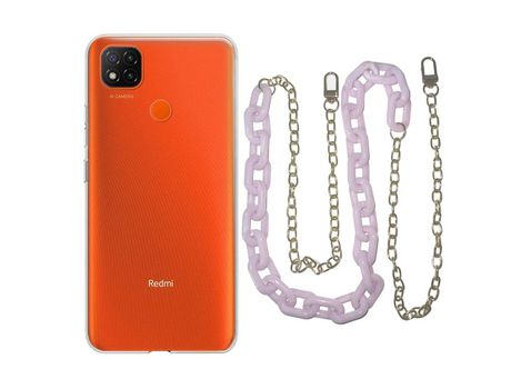 Funda cristal con Cordón Cadena Morado para Xiaomi Redmi 9C