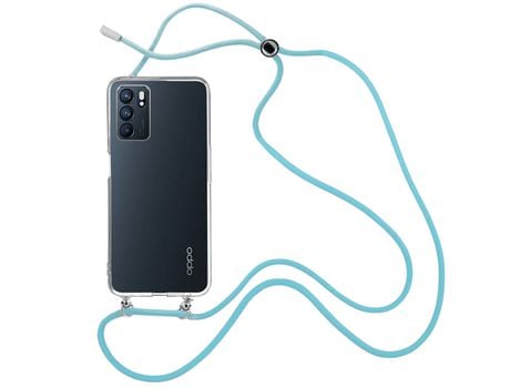 Funda cristal con Cordón azul para Oppo Reno 6 5G