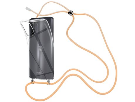 Funda cristal con Cordón Naranja para Motorola Moto G52