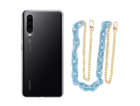 Funda cristal con Cordón Cadena azul para Huawei P30