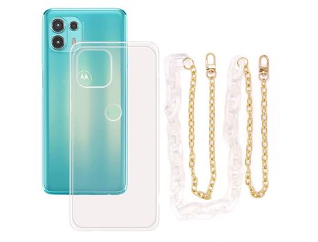 Funda cristal con Cordón Cadena blanco para Motorola Edge 20 Lite