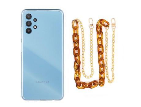Funda cristal con Cordón Cadena marrón para Samsung Galaxy M23 5G