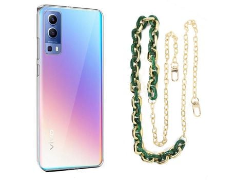 Funda cristal con Cordón Cadena verde para Vivo Y52 5G
