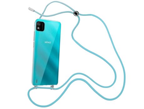 Funda cristal con Cordón azul para Wiko Y52
