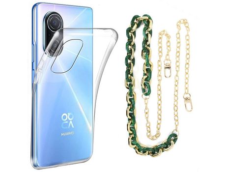 Funda cristal con Cordón Cadena verde para Huawei Nova 9 SE