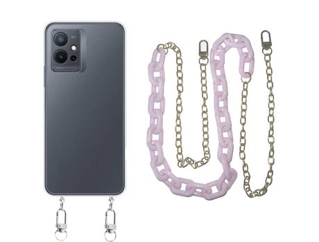Funda cristal con Cordón Cadena Morado para Vivo Y55 5G