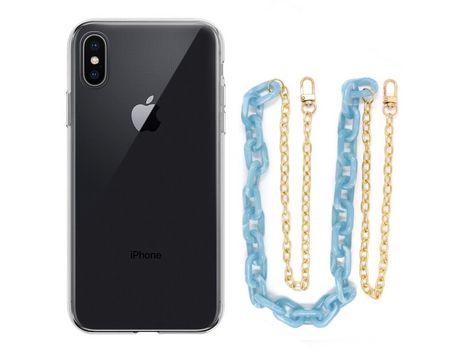 Funda cristal con Cordón Cadena azul para iPhone XS