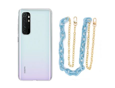 Funda cristal con Cordón Cadena azul para Xiaomi Mi Note 10 Lite