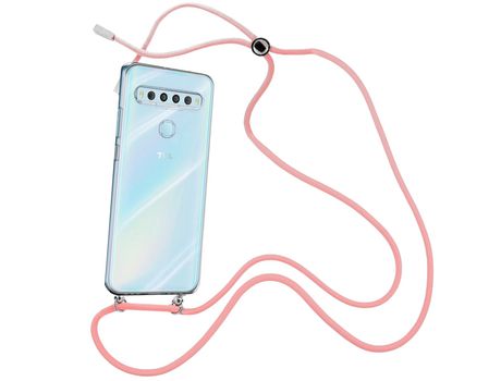 Funda cristal con Cordón rosa para TCL 10L