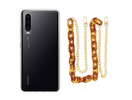 Funda cristal con Cordón Cadena marrón para Huawei P30
