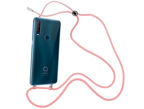 Funda cristal con Cordón rosa para Alcatel 1S 2020