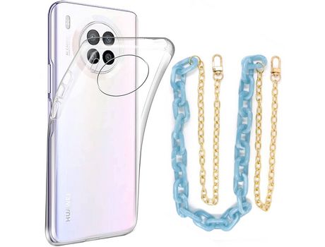 Funda cristal con Cordón Cadena azul para Huawei Nova 8i