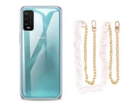 Funda cristal con Cordón Cadena blanco para Wiko U10