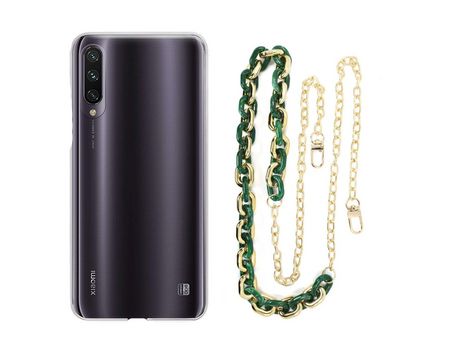 Funda cristal con Cordón Cadena verde para Xiaomi Mi A3