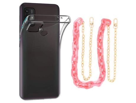 Funda cristal con Cordón Cadena azul para Motorola Moto G10