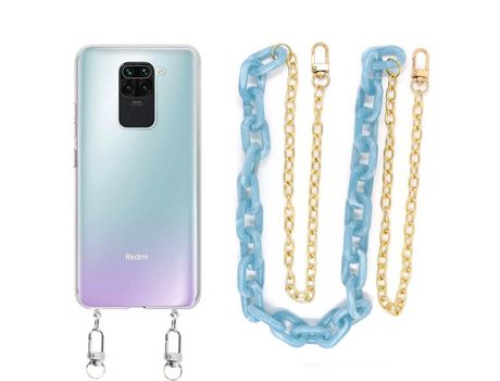 Funda cristal con Cordón Cadena azul para Xiaomi Redmi Note 9