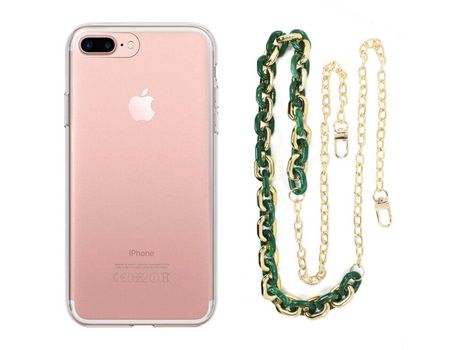 Funda cristal con Cordón Cadena verde para iPhone 8 Plus