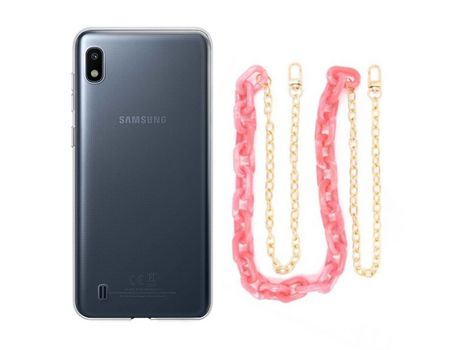 Funda cristal con Cordón Cadena rosa para Samsung Galaxy A10
