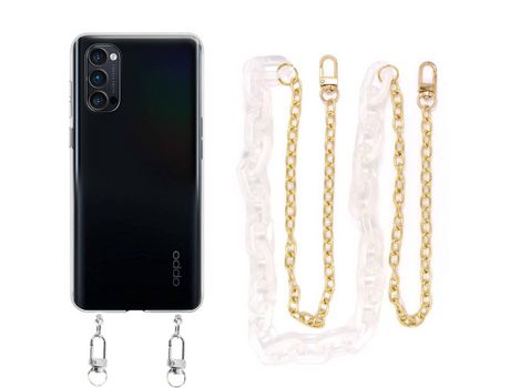 Funda cristal con Cordón Cadena blanco para Oppo Reno 4 Pro