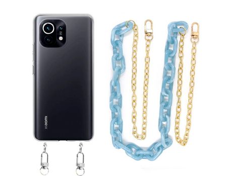 Funda cristal con Cordón Cadena azul para Xiaomi Mi 11 Lite