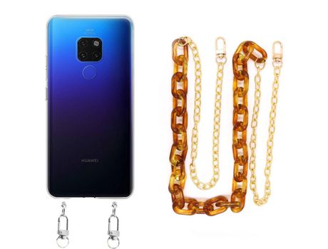 Funda cristal con Cordón Cadena marrón para Huawei Mate 20