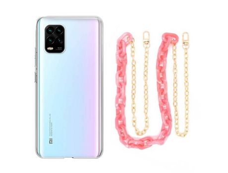 Funda cristal con Cordón Cadena rosa para Xiaomi Mi 10 Lite